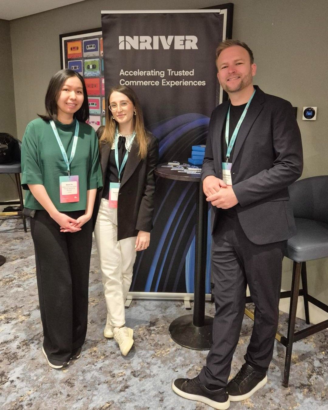 Karl Morgan with colleagues at the Inriver stand